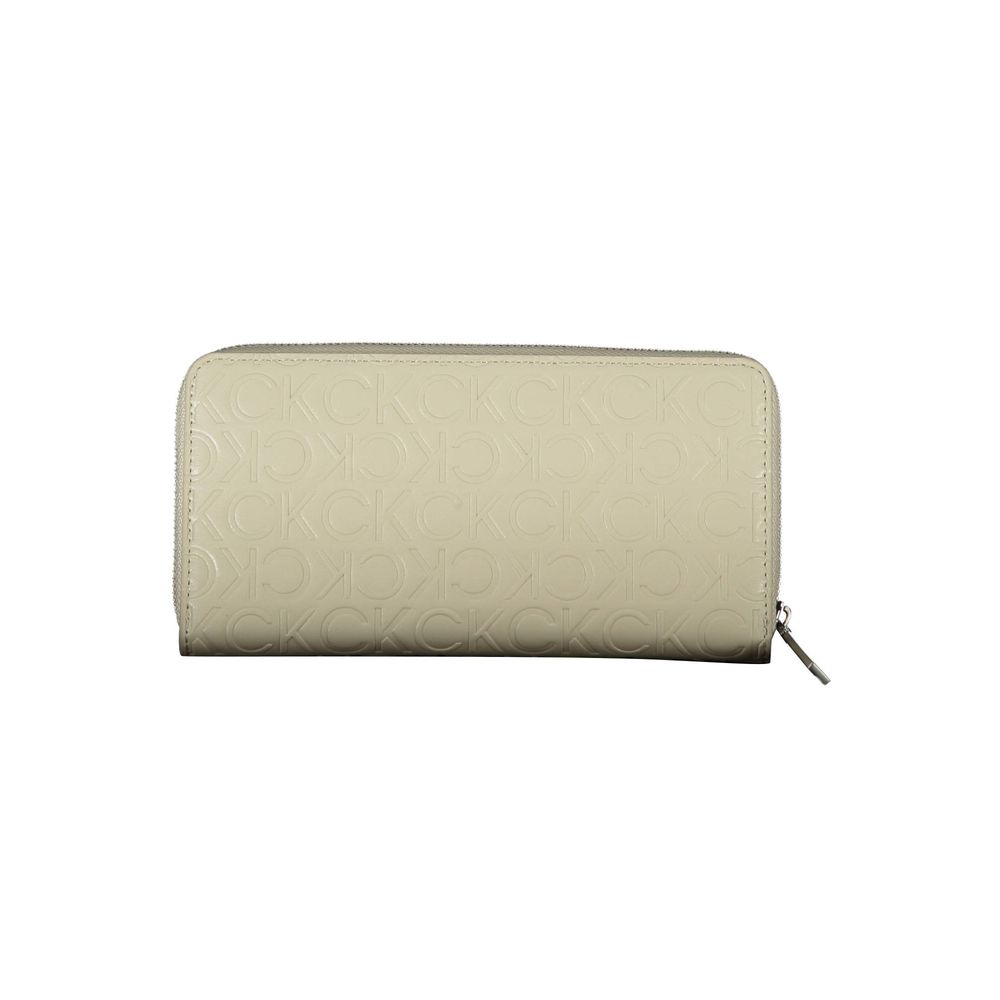 Calvin Klein - Sleek Embossed Logo Zip Wallet - Beige Calvin Klein