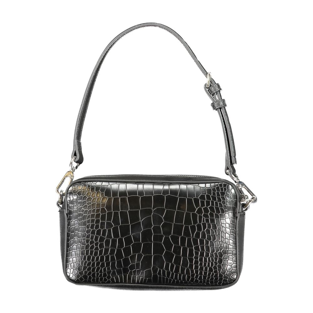 Calvin Klein - Structured Croc-Effect Adjustable Shoulder Bag - Black Calvin Klein