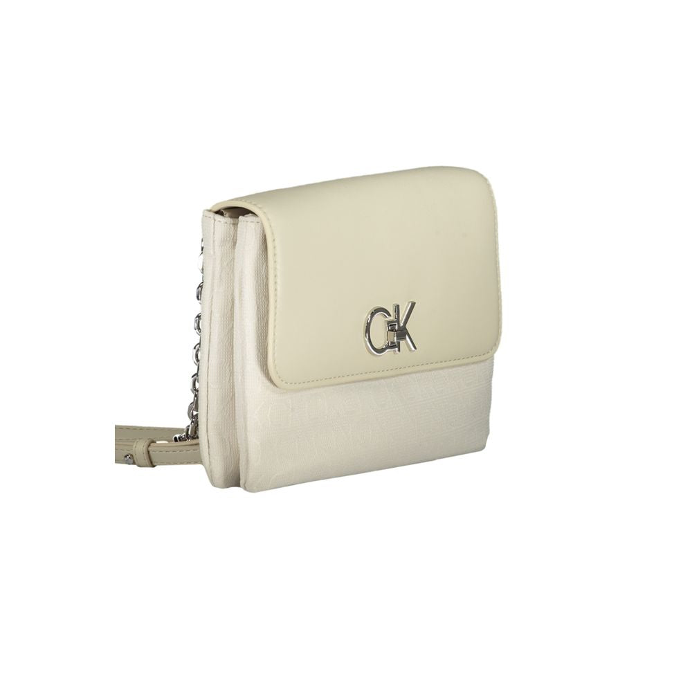 Calvin Klein - Structured Chain Handle Shoulder Bag - Beige Calvin Klein