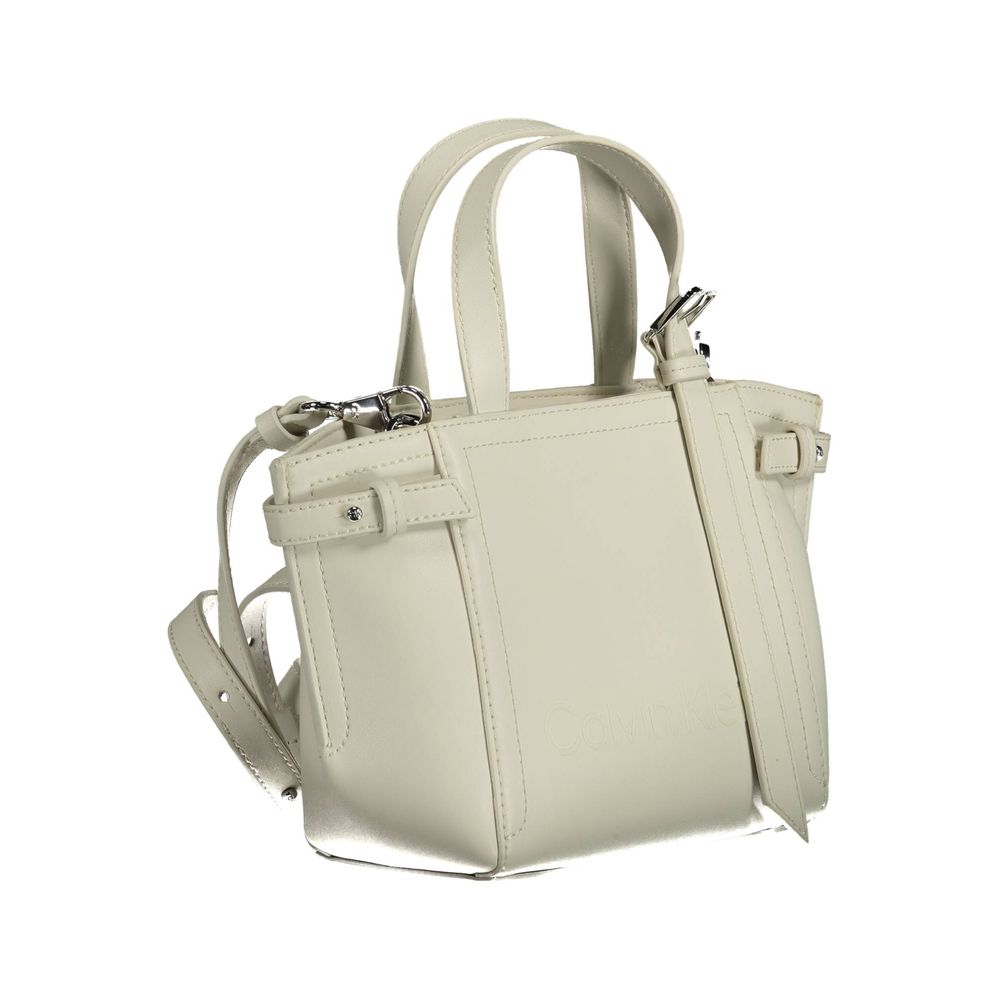 Calvin Klein - Structured Minimalist Mini Tote Bag with Dual Handles - White Calvin Klein
