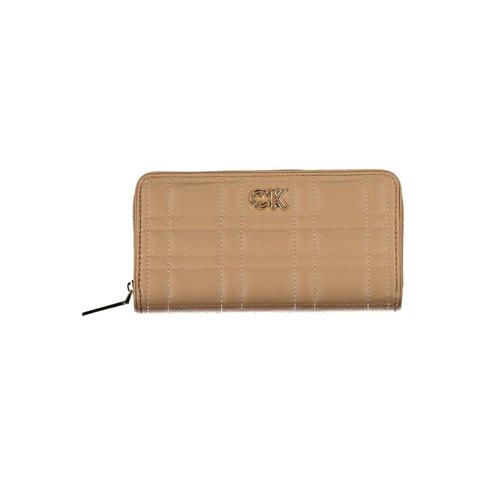 Calvin Klein - Polished Quilted Zip-Around Wallet with RFID Block - Beige Calvin Klein