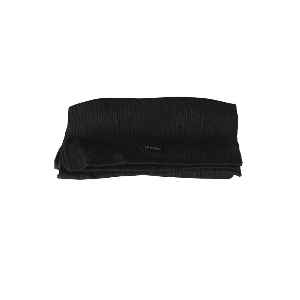 Calvin Klein - Minimalist Ribbed Cotton Logo Scarf - Black Calvin Klein