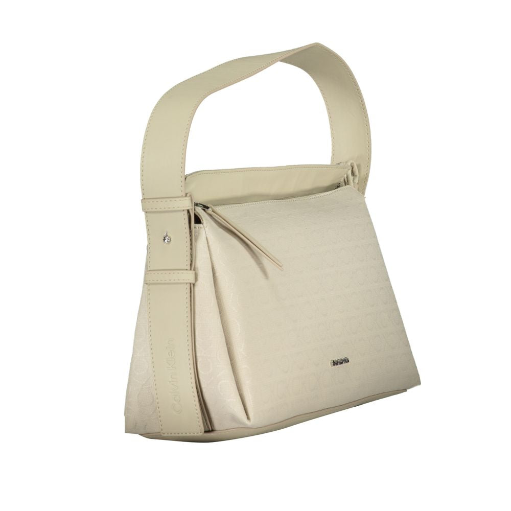 Calvin Klein - Structured Logo Shoulder Bag - Beige Calvin Klein
