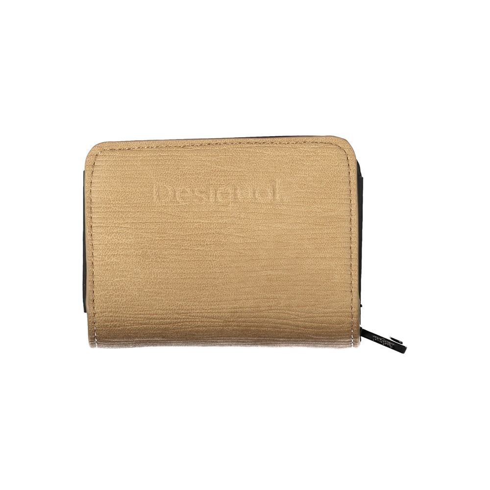 Desigual - Textured Zip-Around Compact Wallet - Brown Desigual