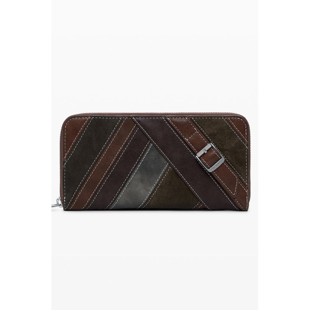 Desigual - Bold Patchwork Geometric Zip Wallet - Brown Desigual