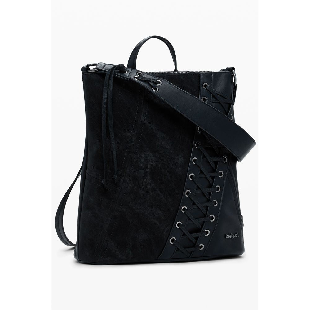 Desigual - Edgy Lace-Up Mini Patch Backpack - Black Desigual