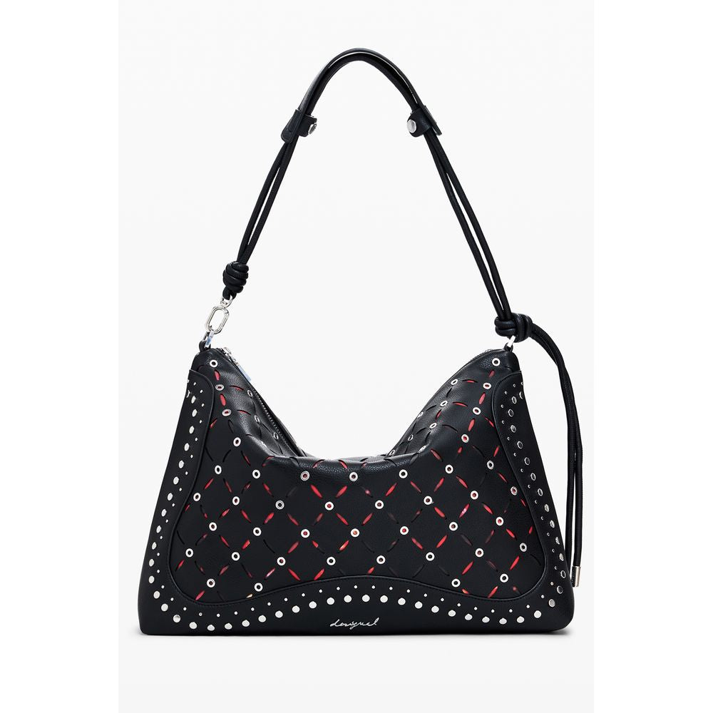 Desigual - Edgy Studded Mini Shoulder Bag with Red Accents - Black Desigual