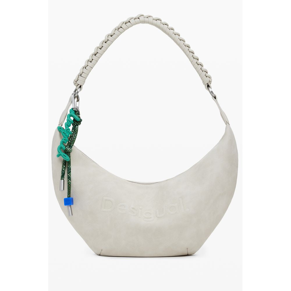 Desigual - Playful Braided Handle Relaxed Shoulder Bag - Beige Desigual