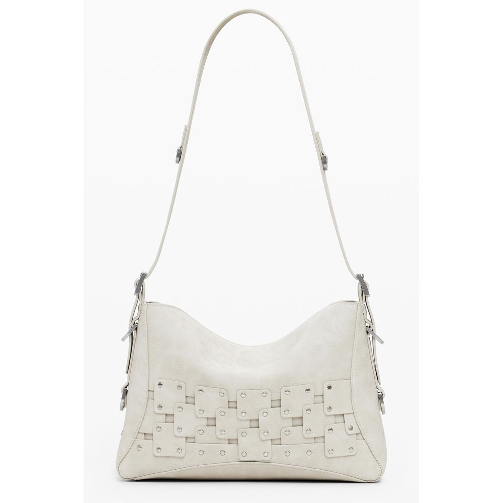 Desigual - Bold Woven Patchwork Shoulder Bag With Coin Purse - Beige Desigual
