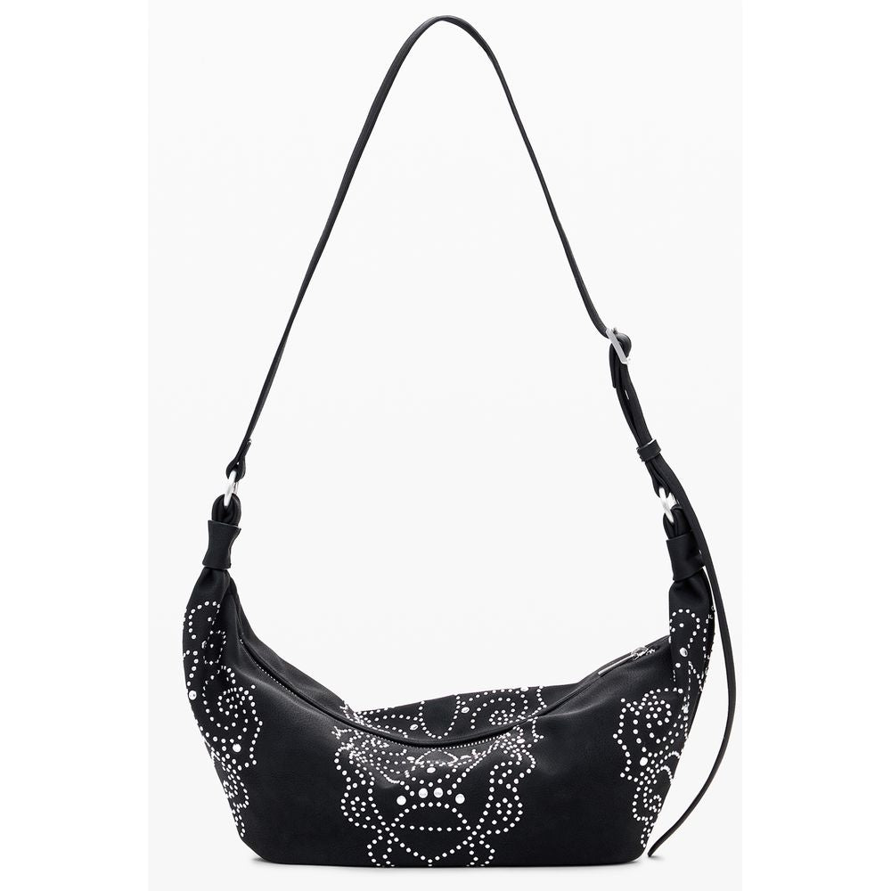 Desigual - Edgy Studded Graphic Print Shoulder Bag - Black Desigual