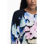 Desigual - Bold Artistic Floral Print Linen Blend Sweater - Black Desigual