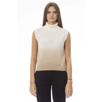 Baldinini Trend - Polished Ribbed Ombre Turtleneck Vest - White Beige Baldinini Trend