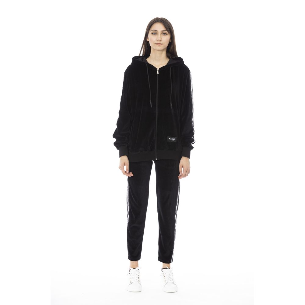 Baldinini Trend - Relaxed Cotton Velvet Zip-Up Hoodie - Black Baldinini Trend