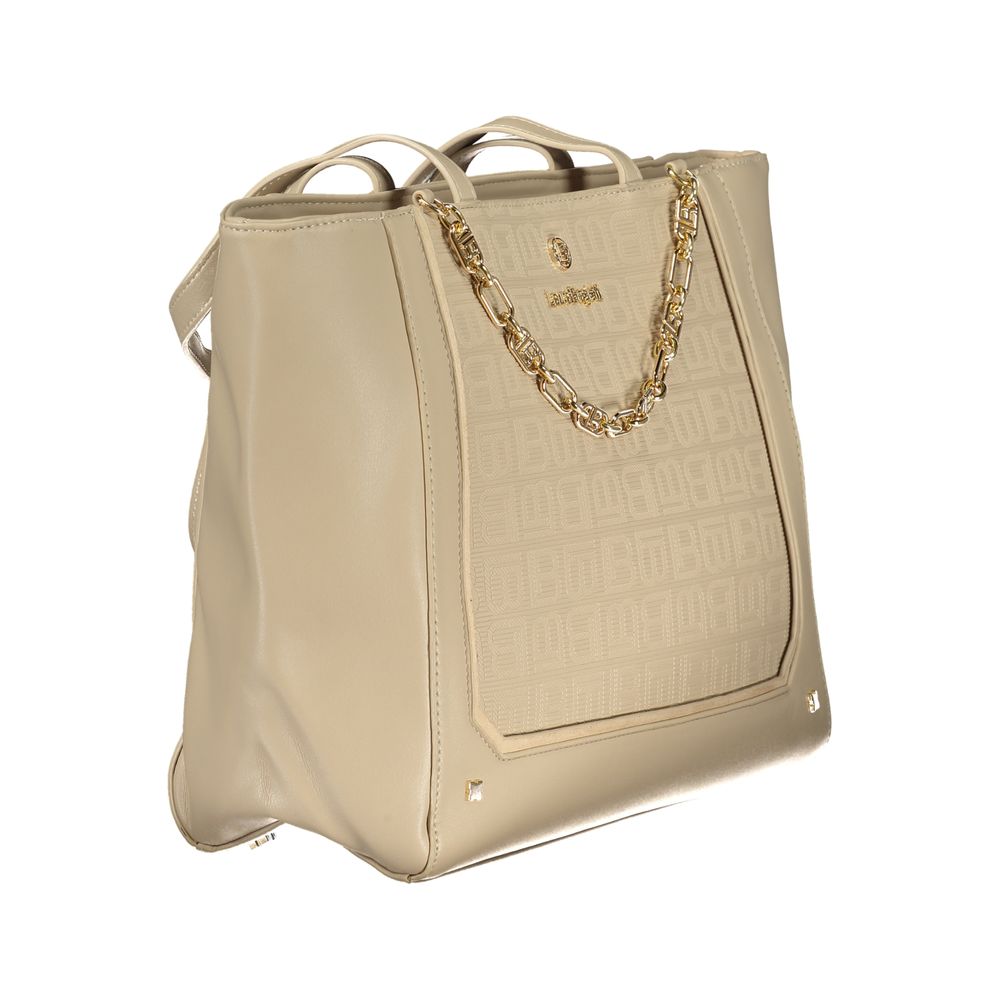 Laura Biagiotti - Sophisticated Structured PVC Tote Bag with Chain Accent - Beige Laura Biagiotti