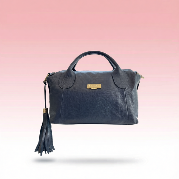 Baldinini Trend - Textured Cowhide Shoulder Bag with Fringe Tassel - Blue Baldinini Trend