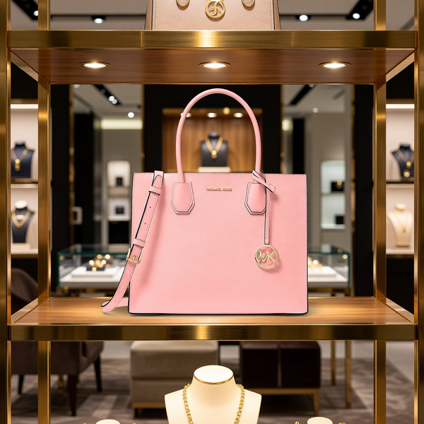 Michael Kors - Structured Saffiano Leather Tote Bag with Gold Hardware - Powder Blush Michael Kors